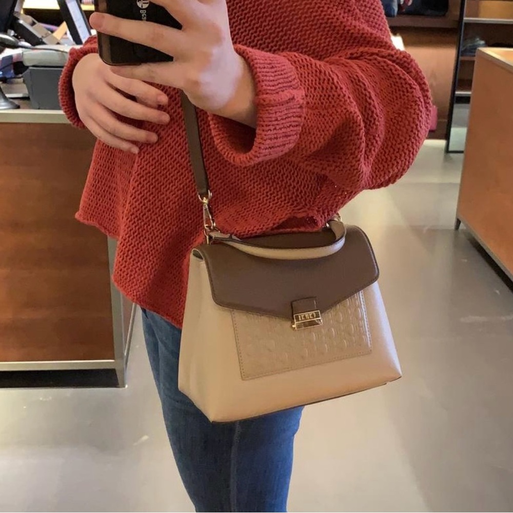 Carolina Herrera Cream and Brown Crossbody Bag